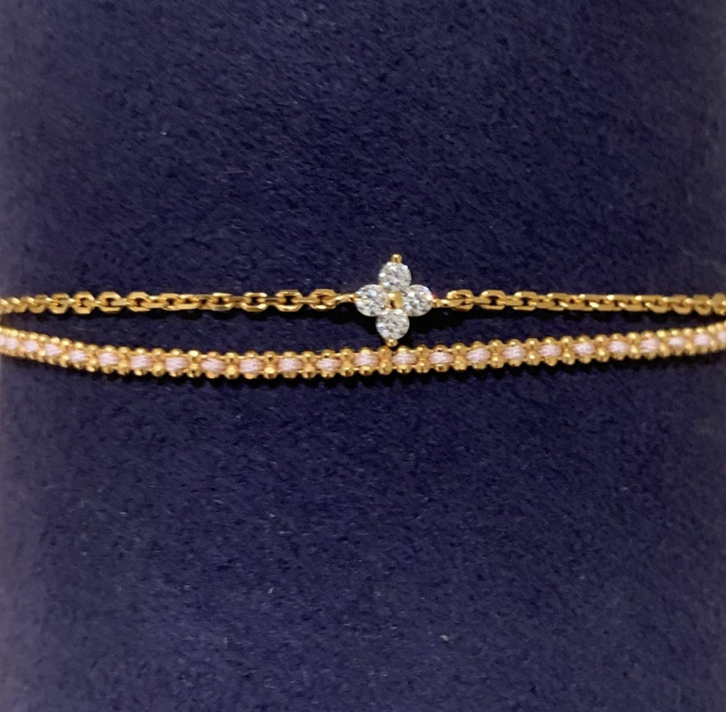 925 Silver Double-Layer Four-Leaf Clover Bracelet