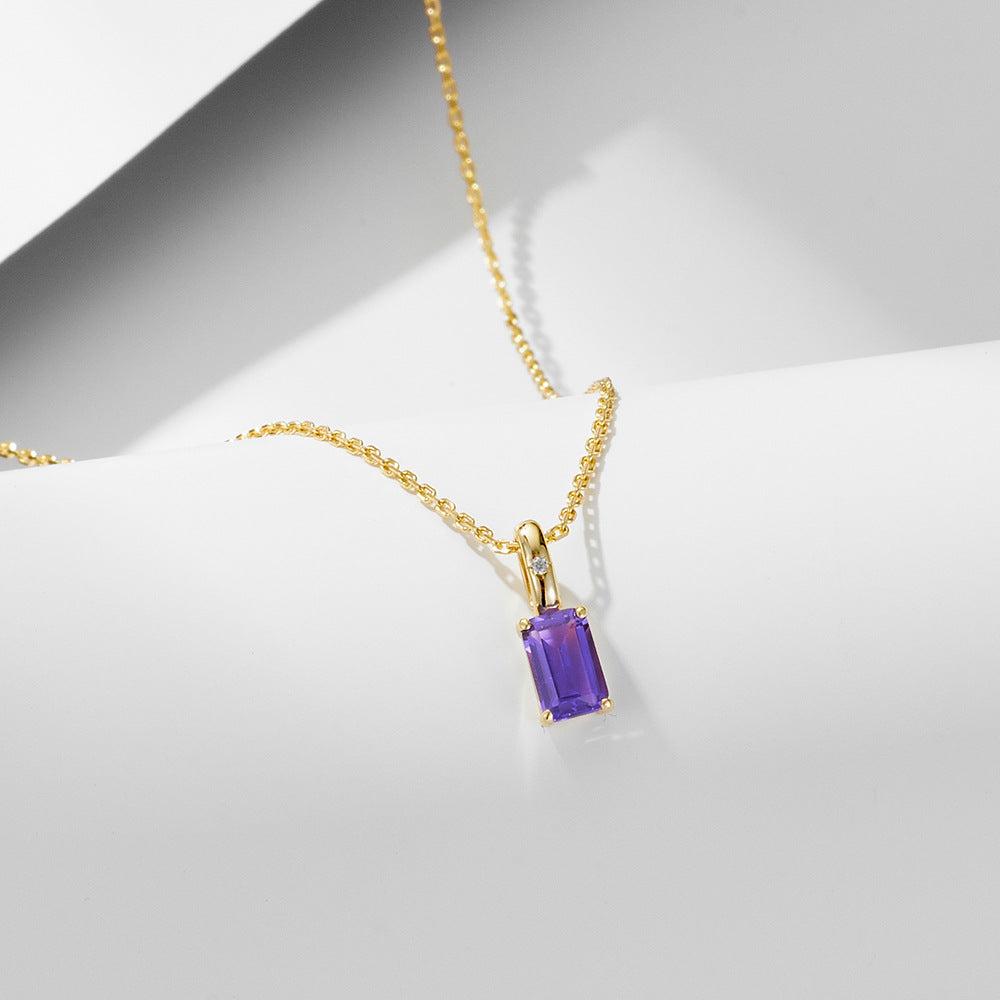 925 Silver Natural Amethyst Peridot Pendant Necklace