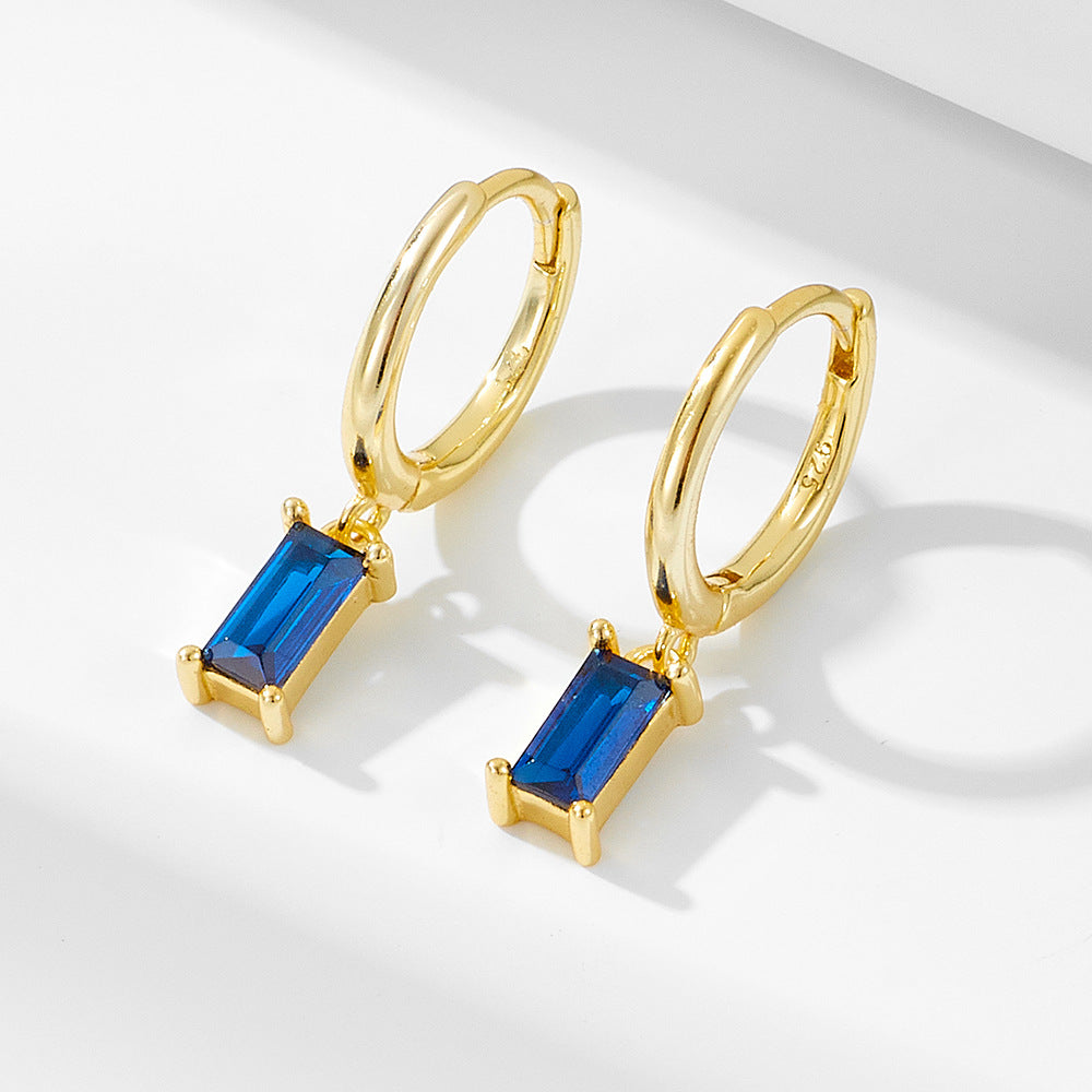 925 Silver Rectangular Zirconia Earrings