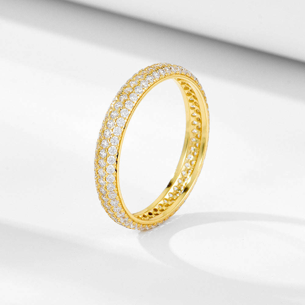 925 Silver Micro-Inlaid Zircon Stacking Ring