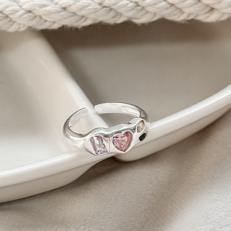 925 Silver Two-Tone Zircon Ring