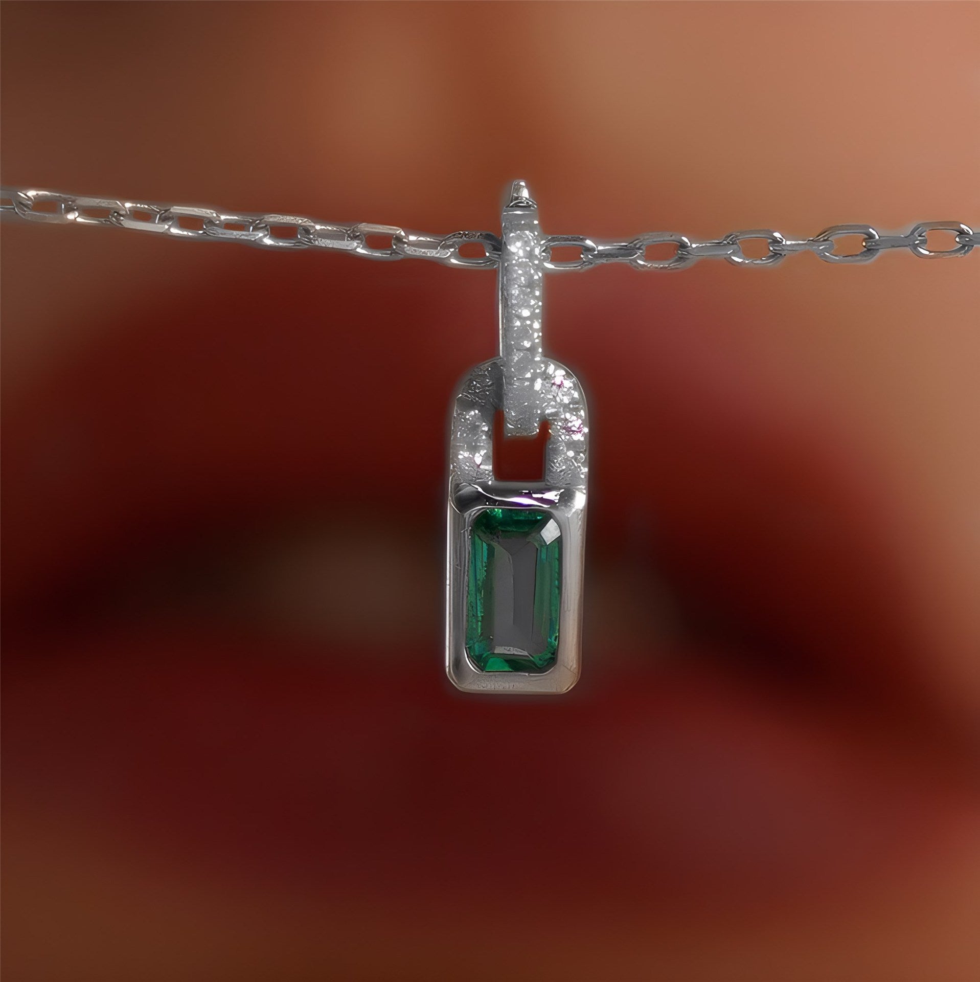 925 Silver Emerald Necklace