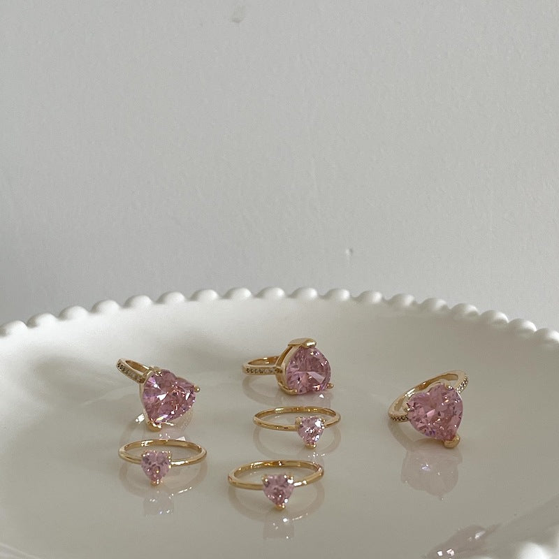 Super Sparkly Multi-faceted Pink Heart Ring