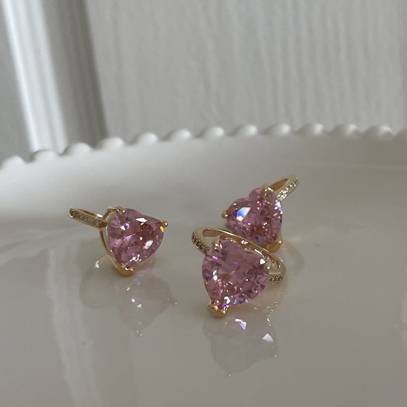 Super Sparkly Multi-faceted Pink Heart Ring