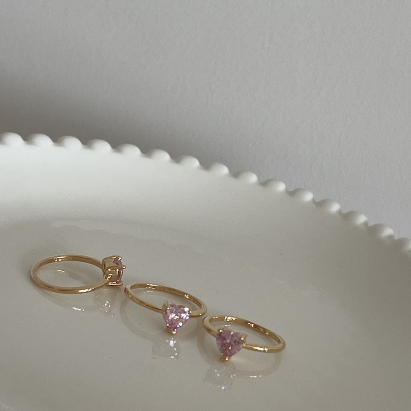 Super Sparkly Multi-faceted Pink Heart Ring