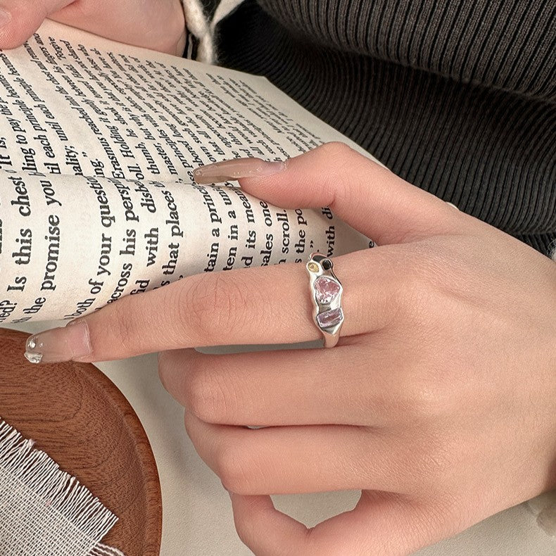 925 Silver Two-Tone Zircon Ring