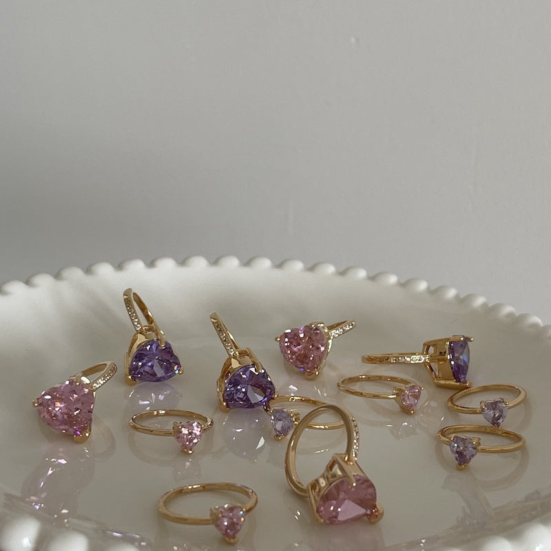 Super Sparkly Multi-faceted Pink Heart Ring