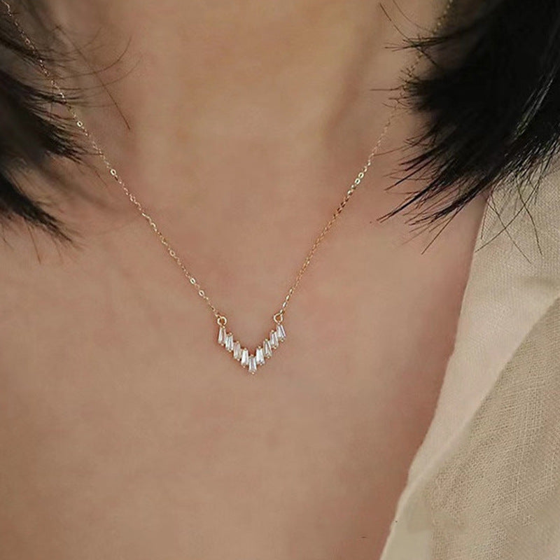 925 Silver V-Shaped 18K Gold Necklace