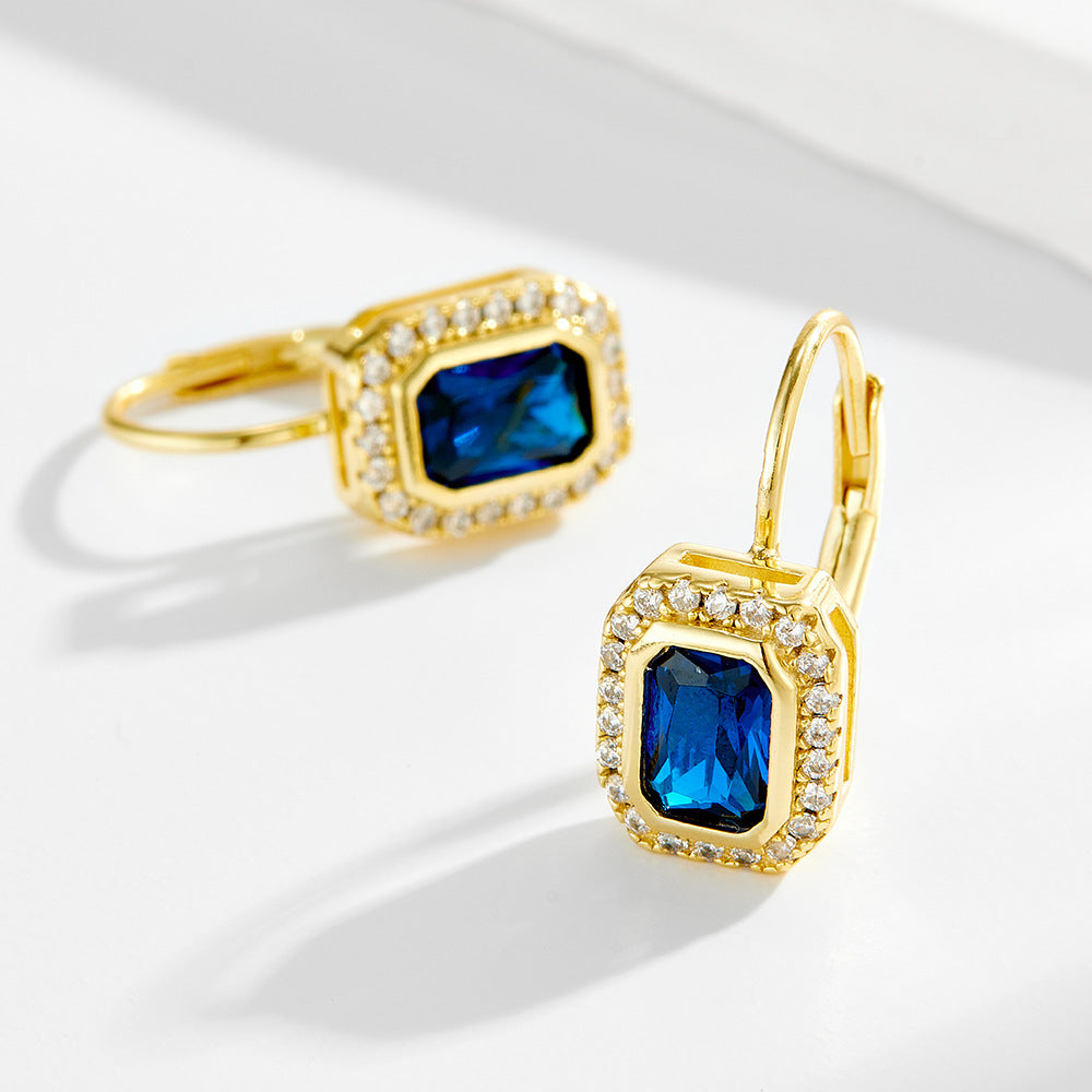 925 Silver Vintage Square Zircon Earrings