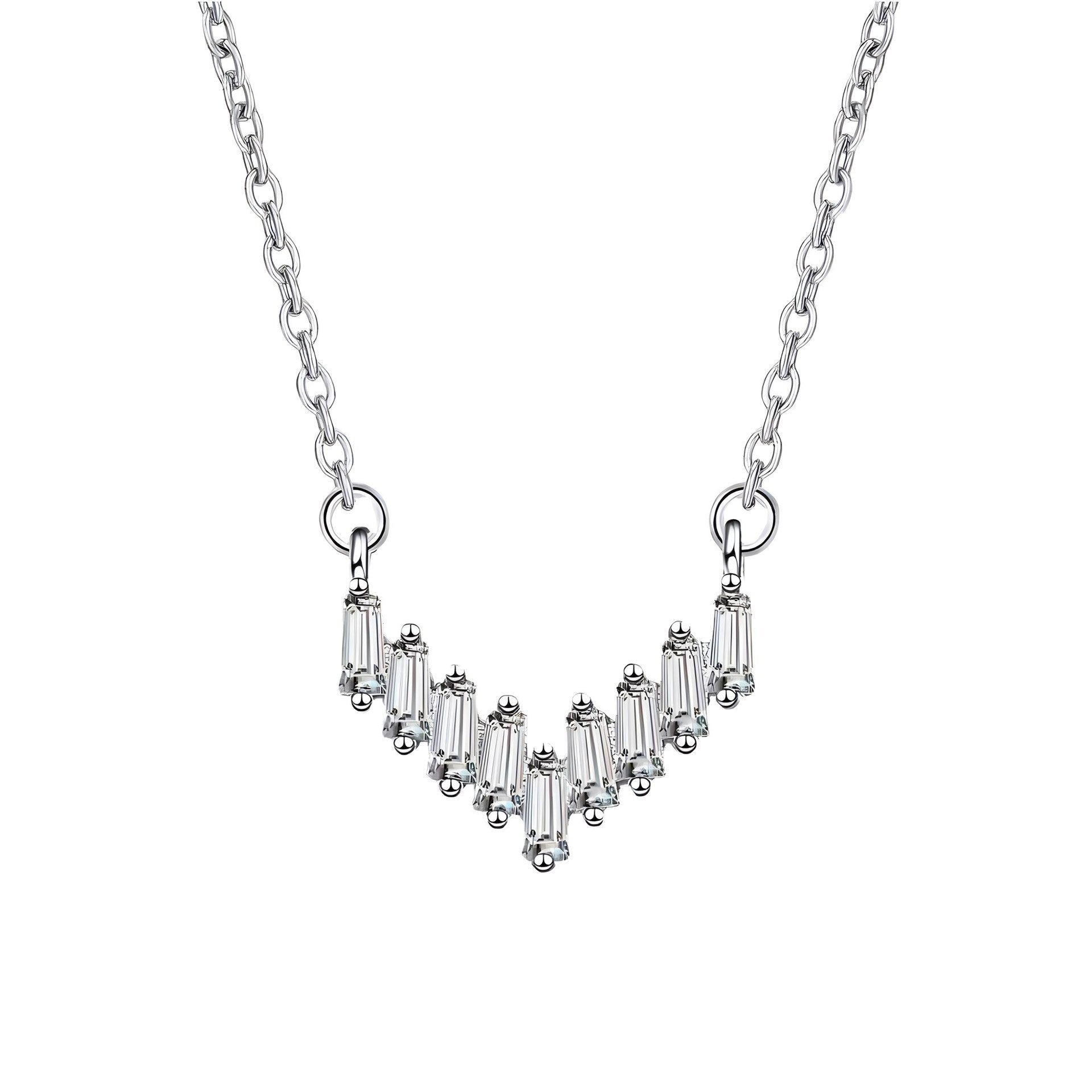 925 Silver V-Shaped 18K Gold Necklace