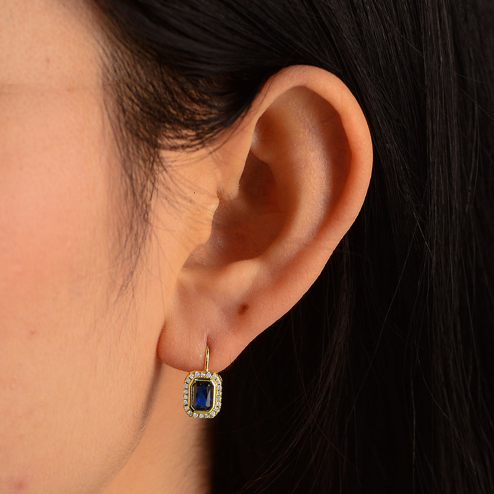 925 Silver Vintage Square Zircon Earrings