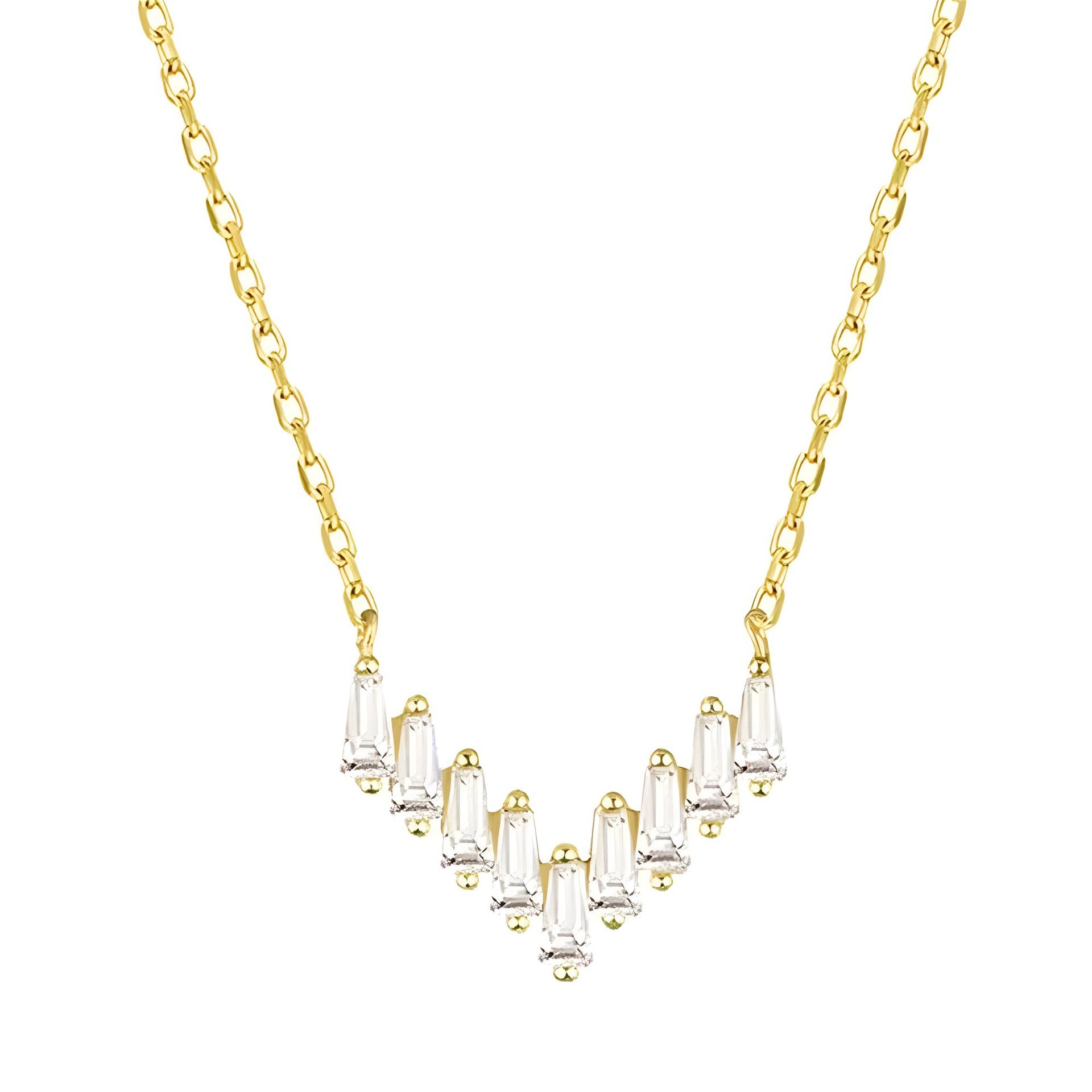 925 Silver V-Shaped 18K Gold Necklace
