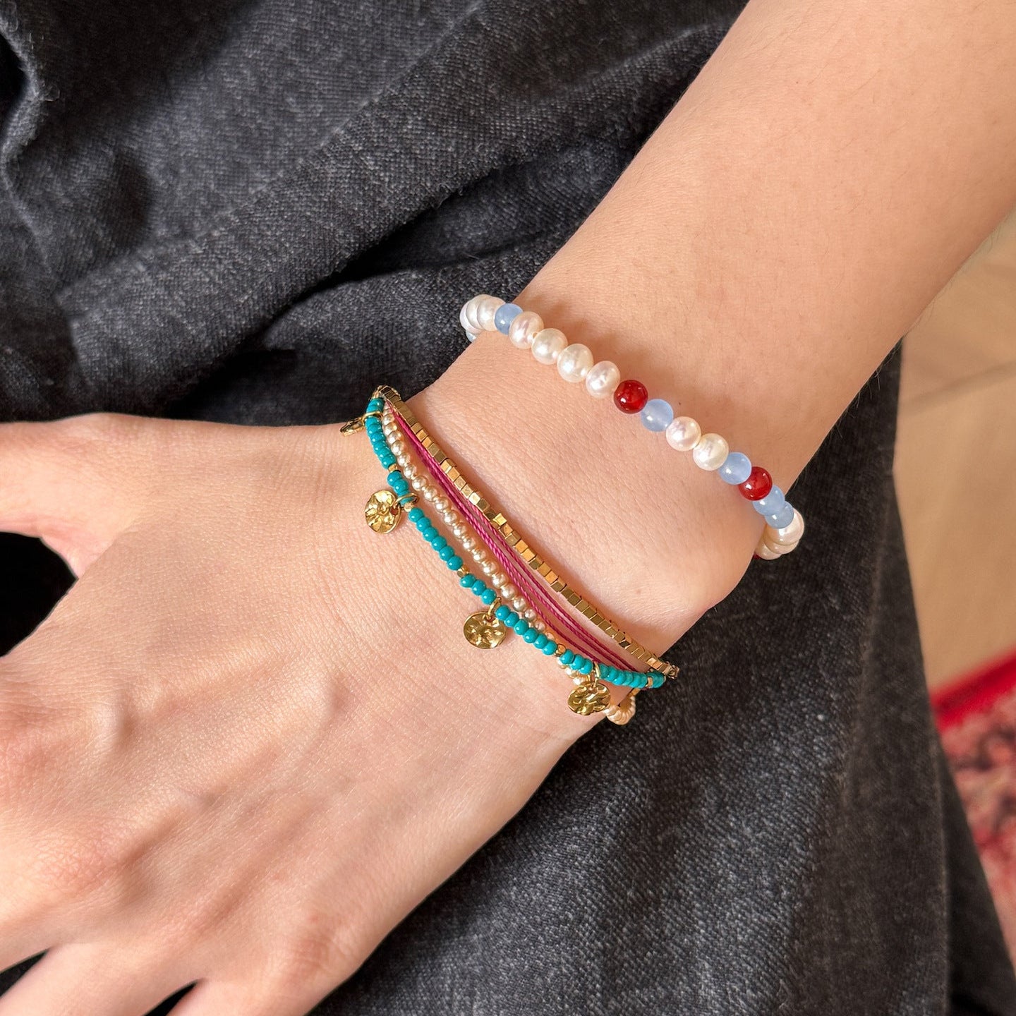 Handmade Multi-layer Pearl and Seed Bead Bracelet