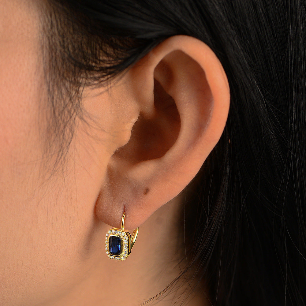 925 Silver Vintage Square Zircon Earrings
