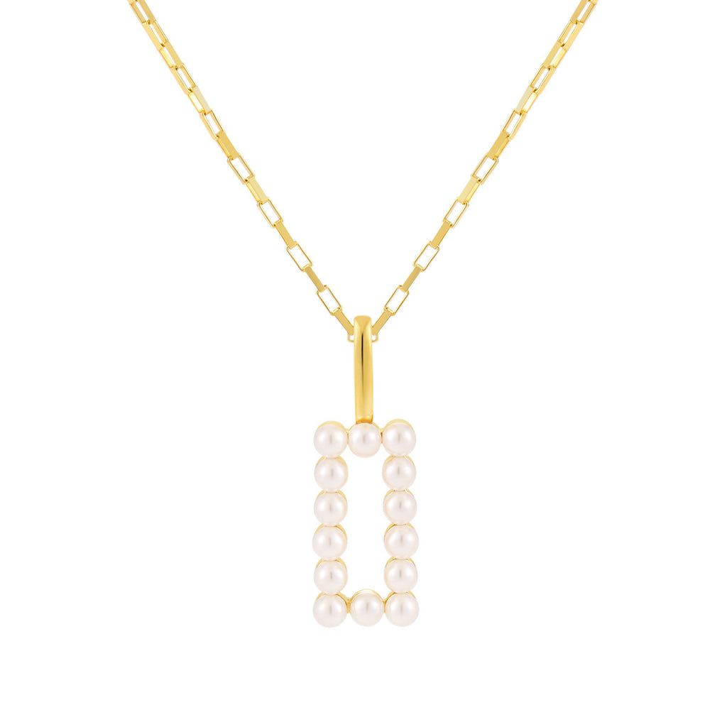 925 Silver Square Inlaid Pearl Necklace