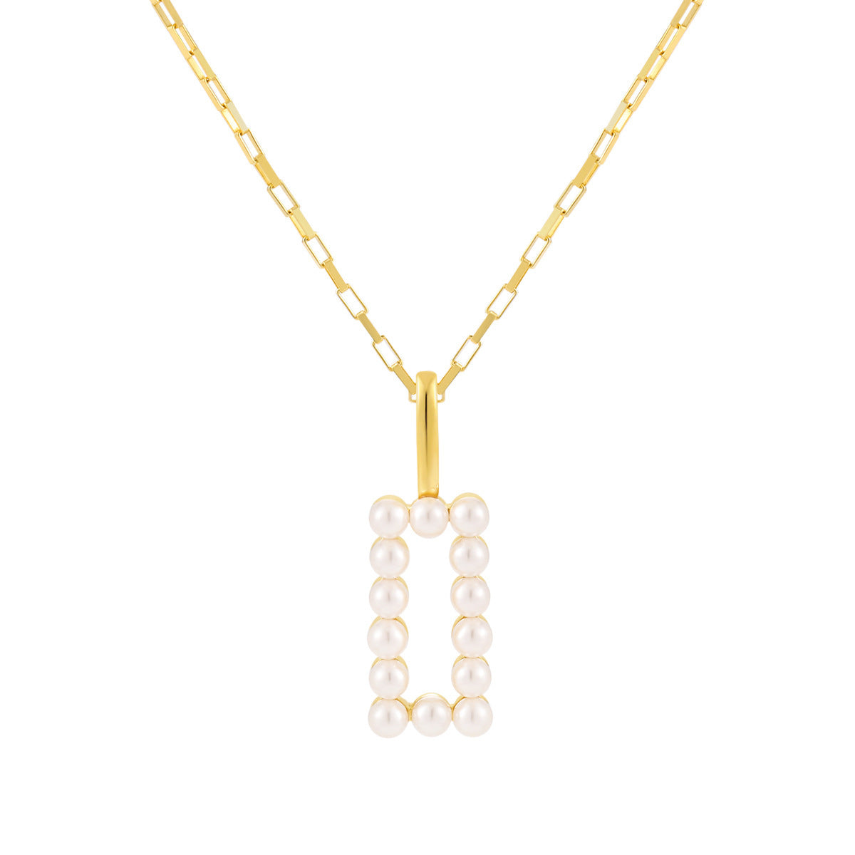 925 Silver Square Inlaid Pearl Necklace