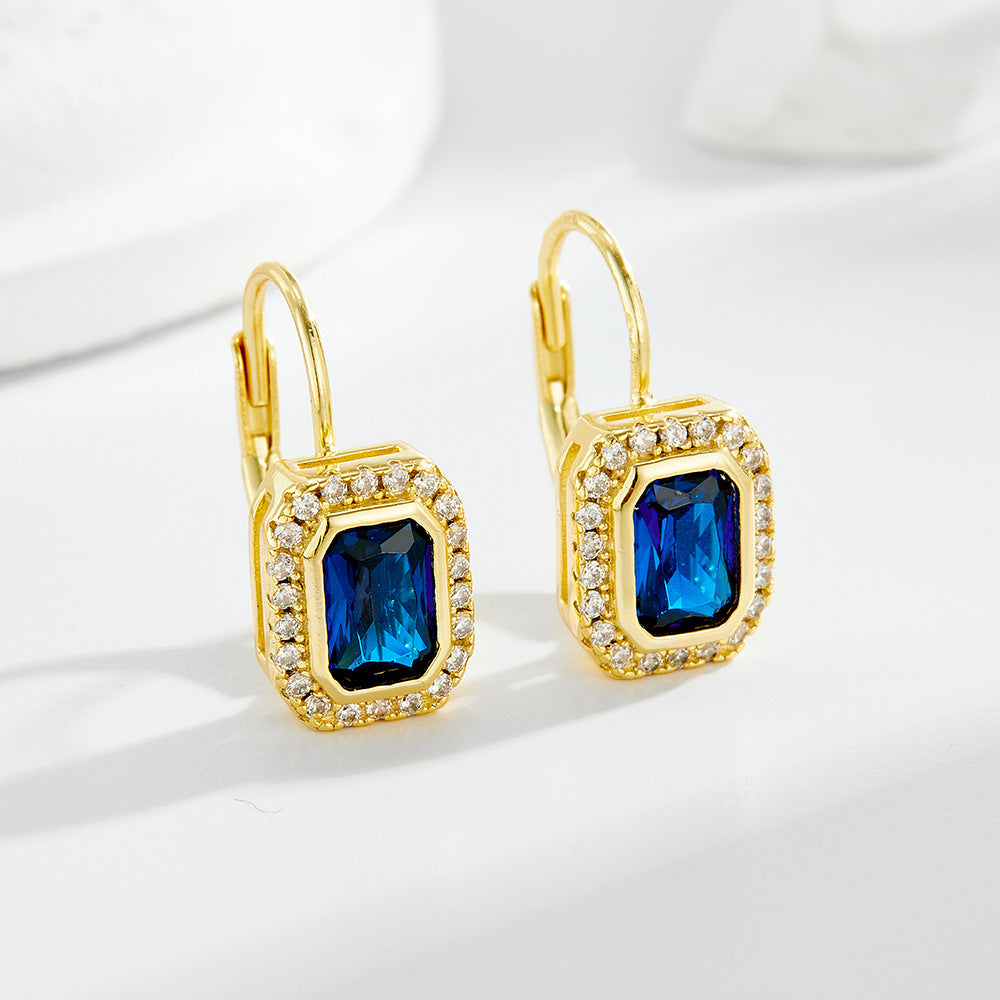 925 Silver Vintage Square Zircon Earrings