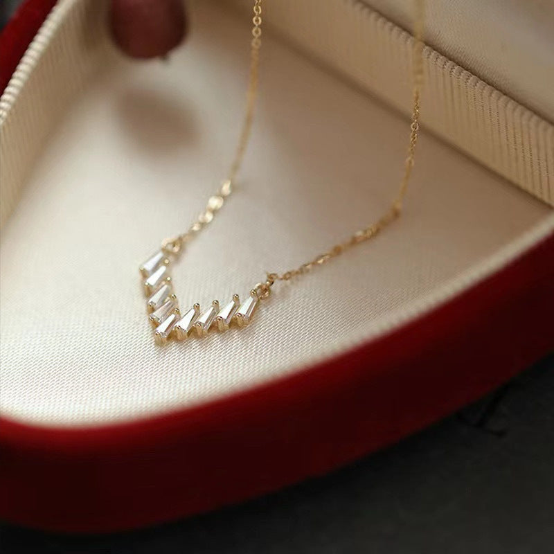 925 Silver V-Shaped 18K Gold Necklace