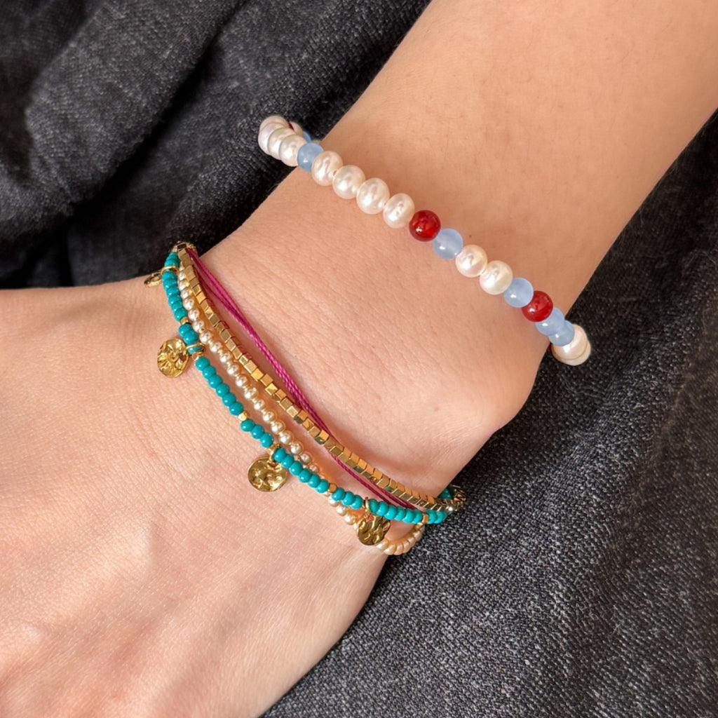 Handmade Multi-layer Pearl and Seed Bead Bracelet