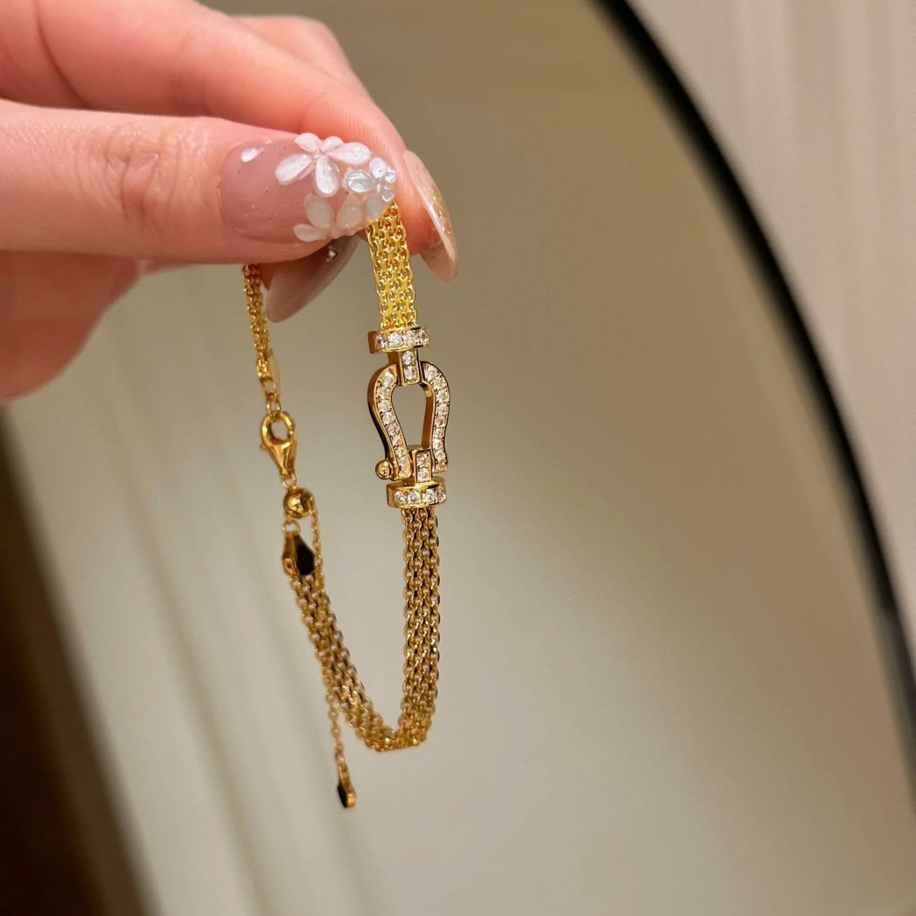 925 Silver High Carbon Diamond Horseshoe Clasp Bracelet