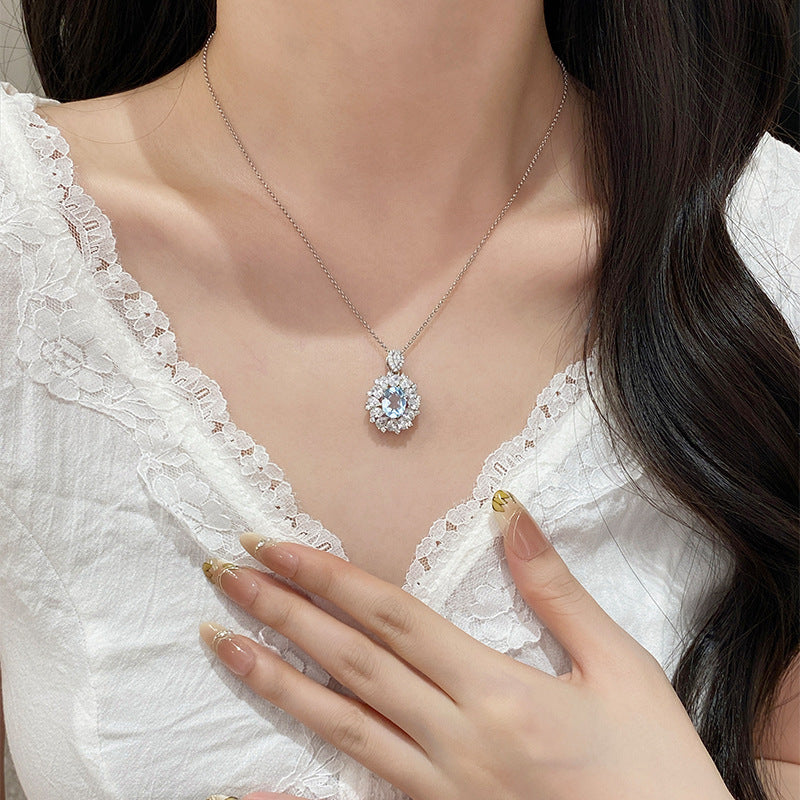 925 Silver Natural Blue Topaz Necklace