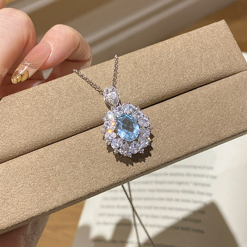 925 Silver Natural Blue Topaz Necklace