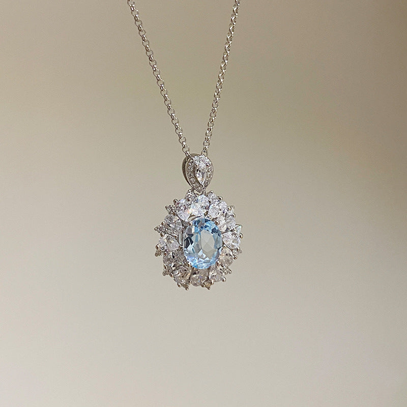 925 Silver Natural Blue Topaz Necklace