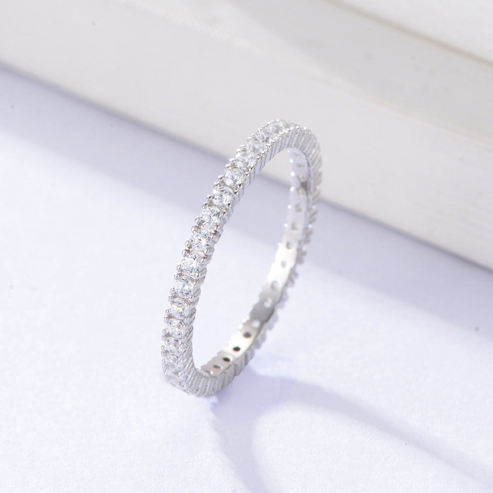925 Silver Micro-paved Zircon Stacking Ring