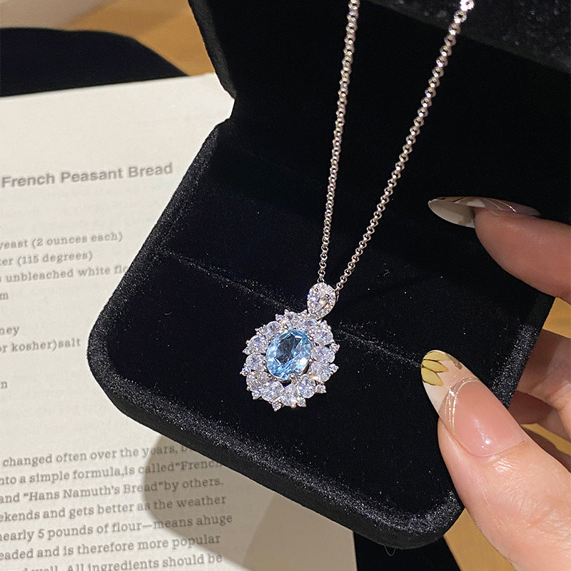 925 Silver Natural Blue Topaz Necklace