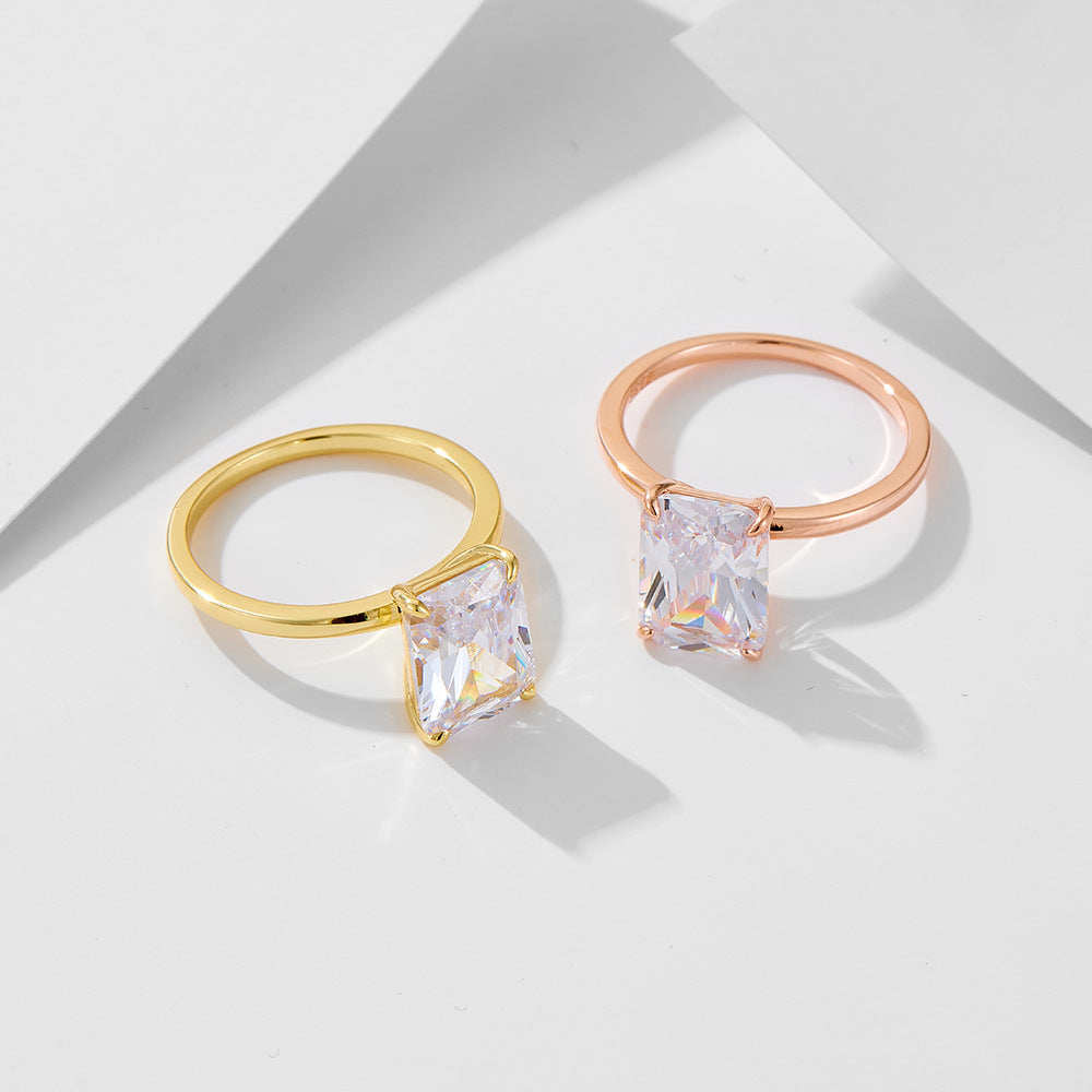 925 Silver Square Cubic Zirconia Ring Set