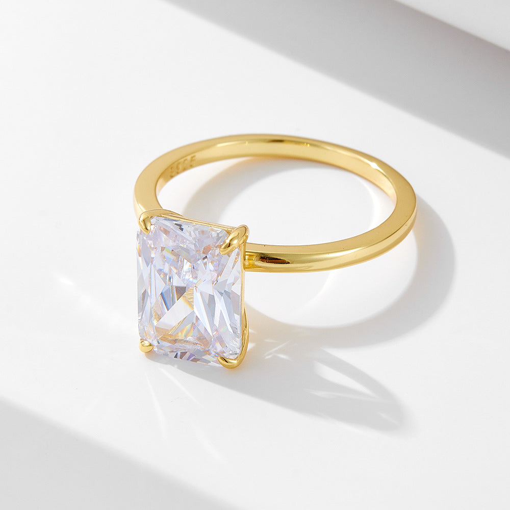 925 Silver Square Cubic Zirconia Ring Set