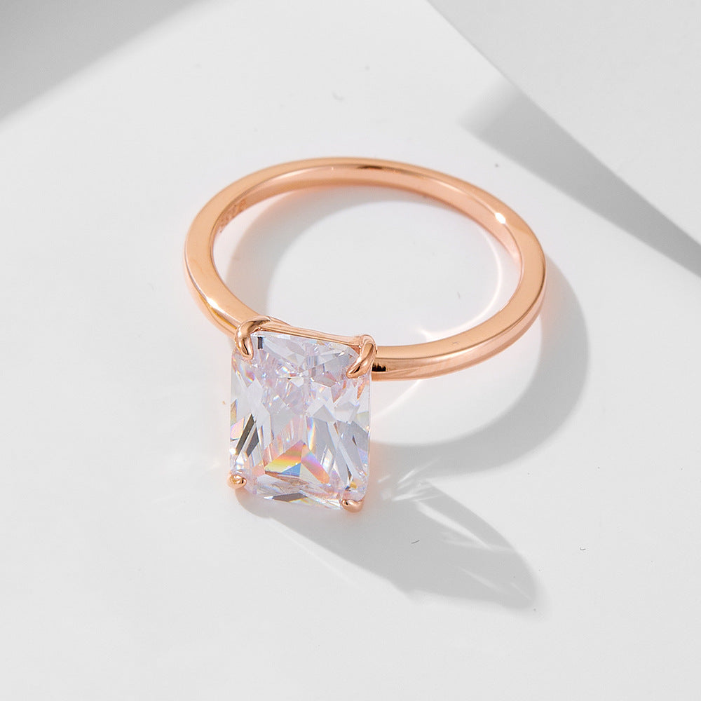 925 Silver Square Cubic Zirconia Ring Set