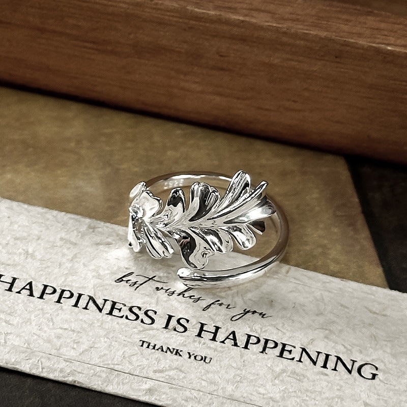 925 Silver Irregular Ginkgo Leaf Ring