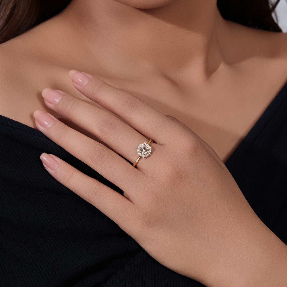 925 Silver Champagne Zircon Ring