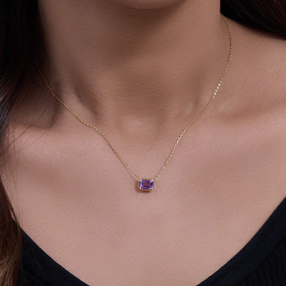 925 Silver Natural Amethyst Necklace
