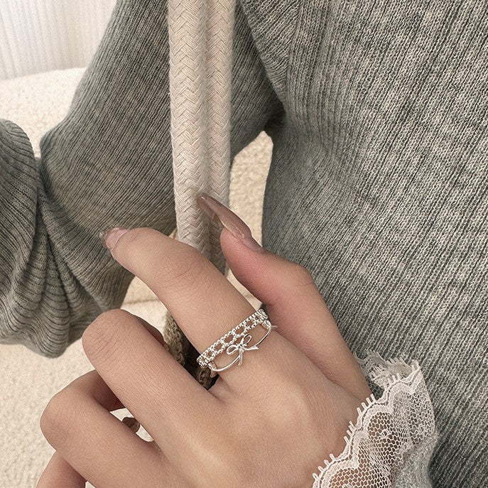 925 Silver Lace Bow Ring