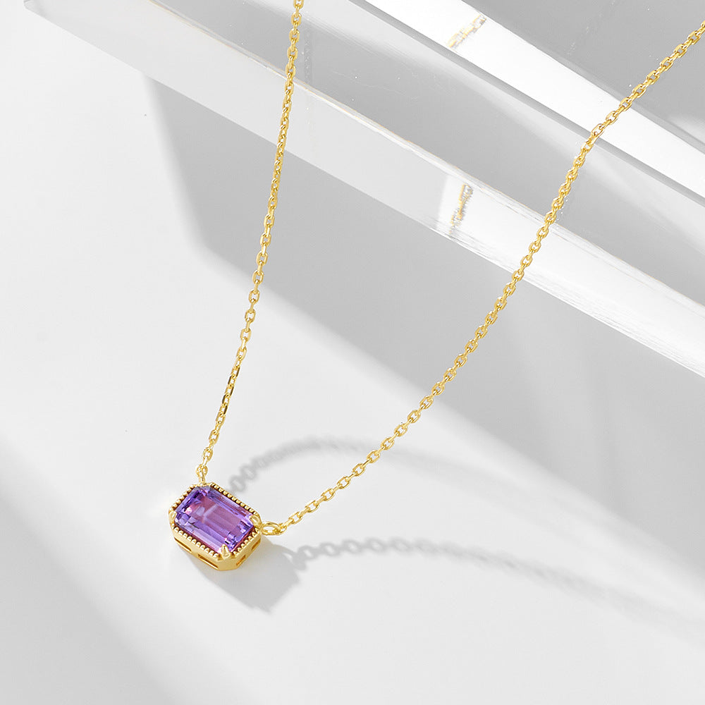 925 Silver Natural Amethyst Necklace