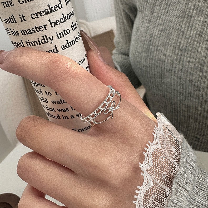 925 Silver Lace Bow Ring