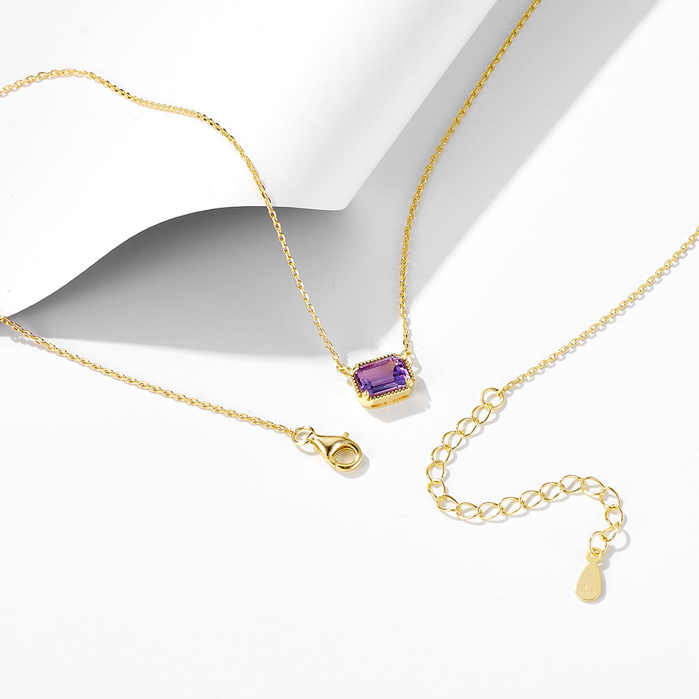 925 Silver Natural Amethyst Necklace