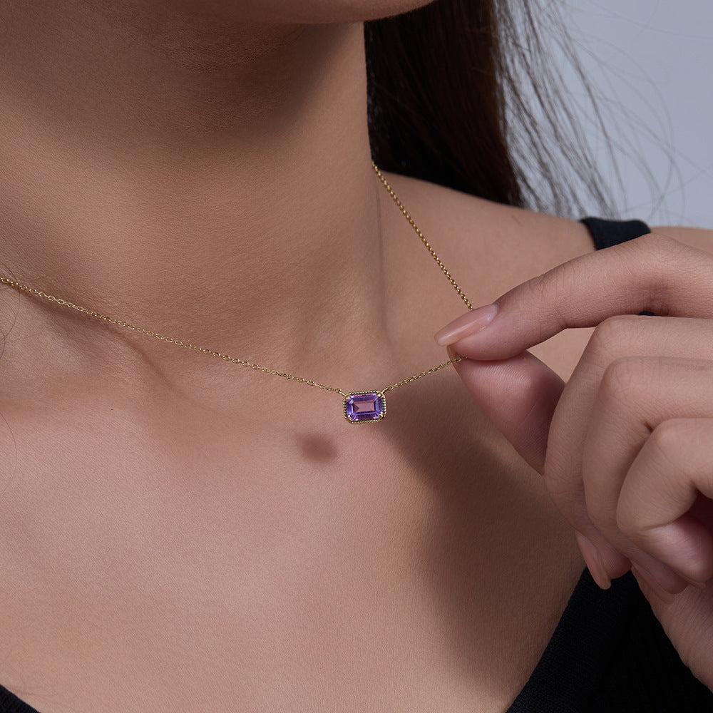 925 Silver Natural Amethyst Necklace