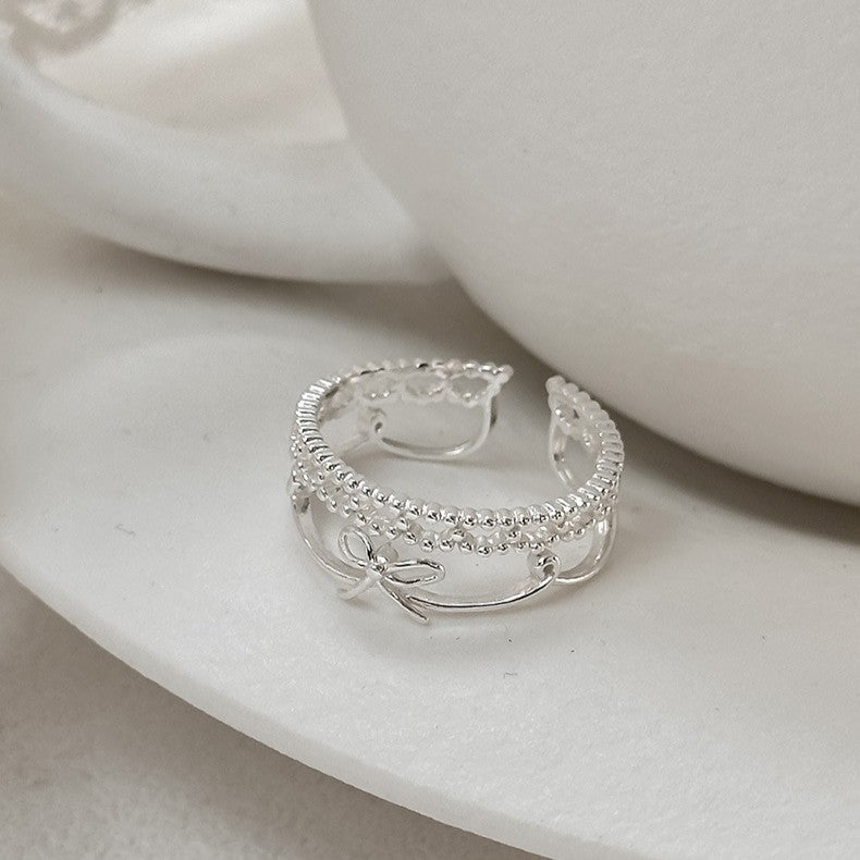 925 Silver Lace Bow Ring