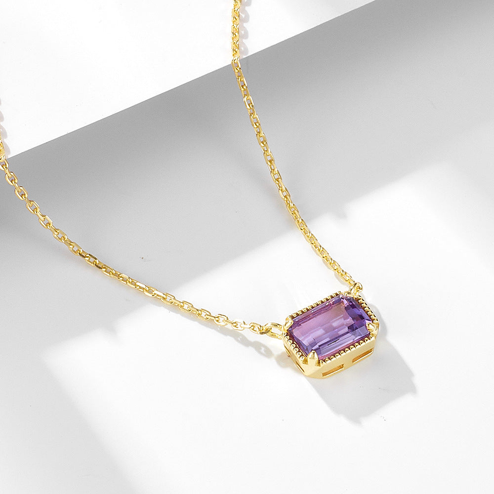 925 Silver Natural Amethyst Necklace