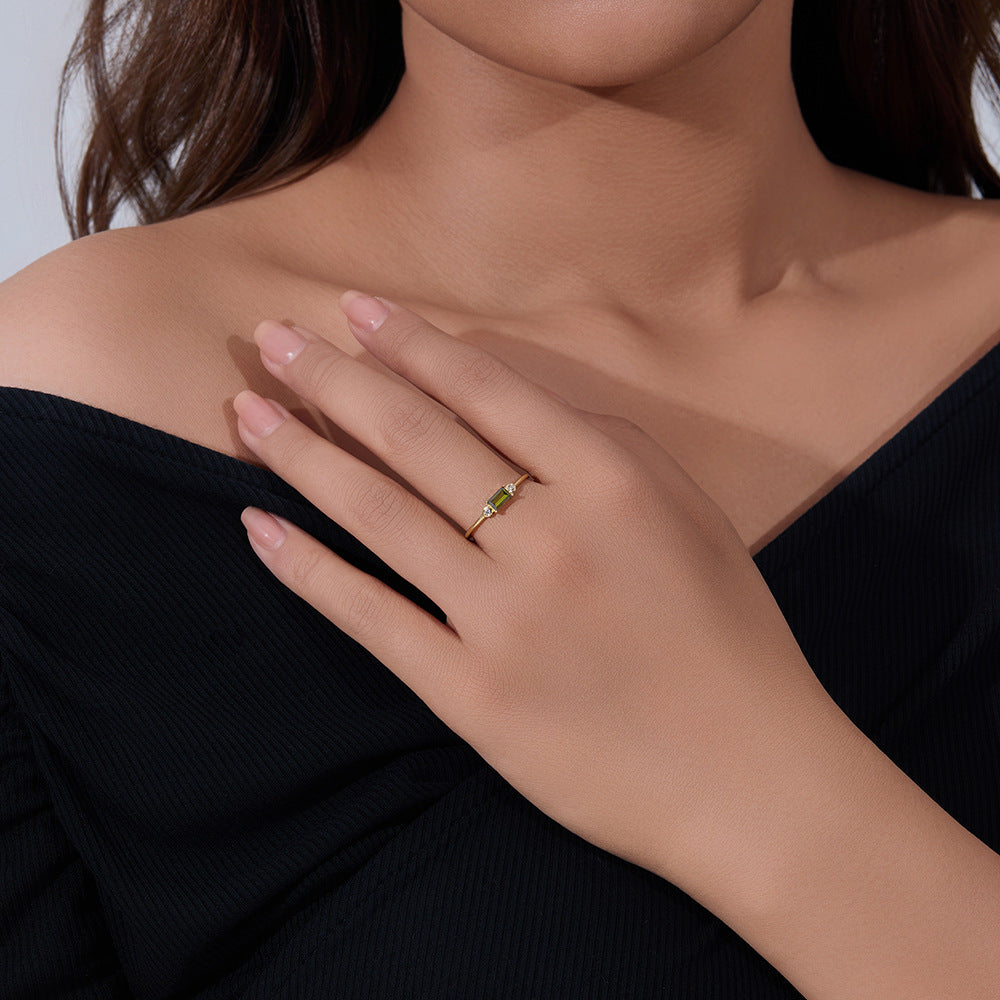 925 Silver Vintage Square Zircon Ring
