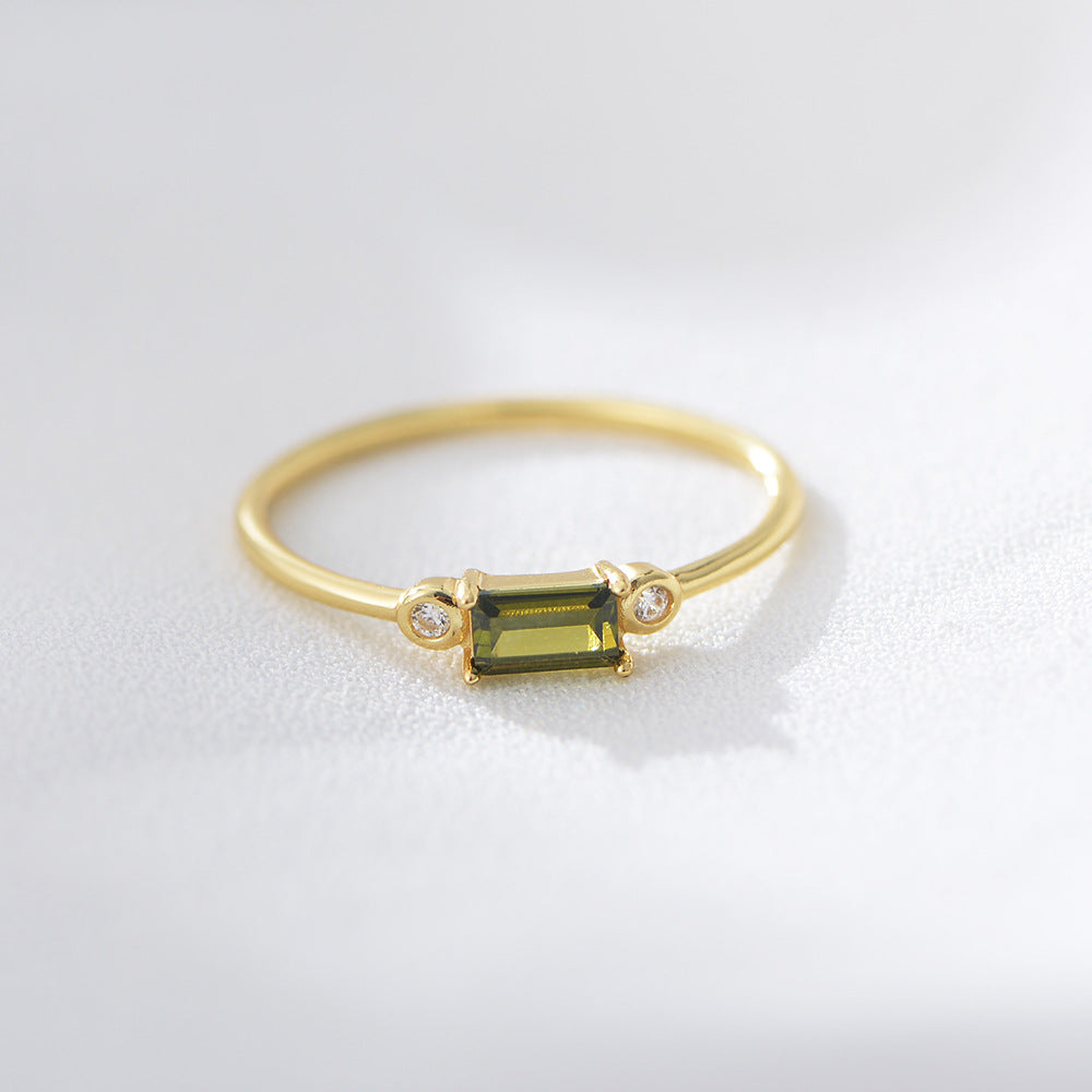 925 Silver Vintage Square Zircon Ring