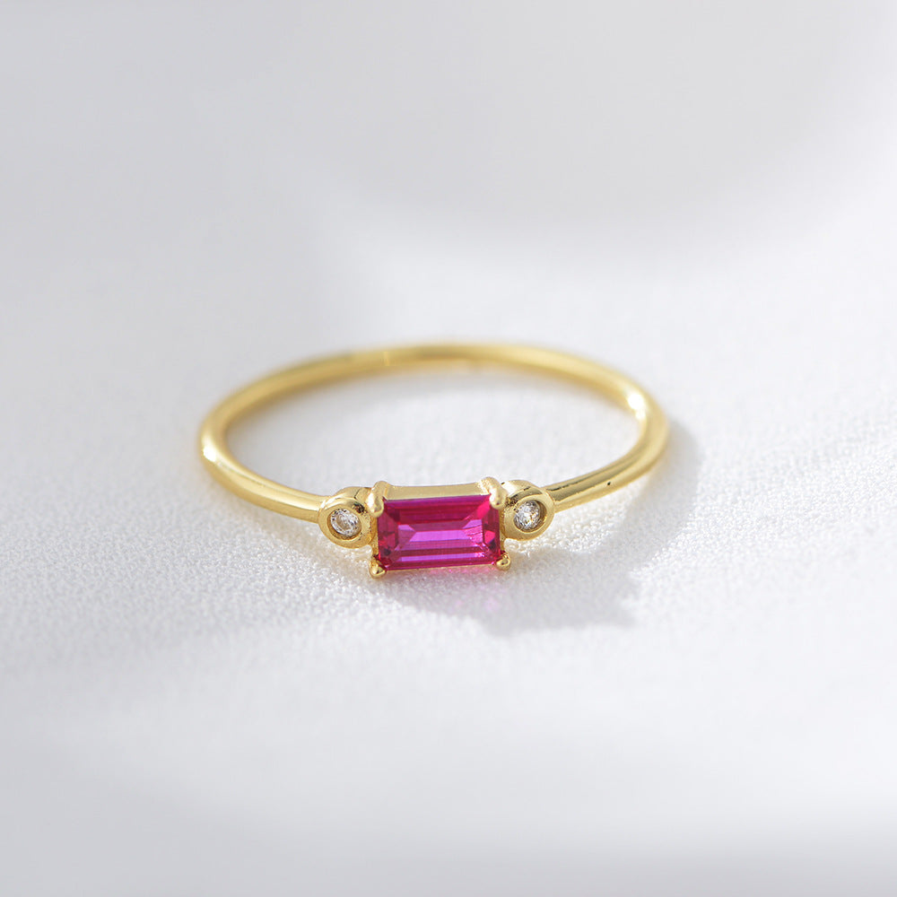 925 Silver Vintage Square Zircon Ring