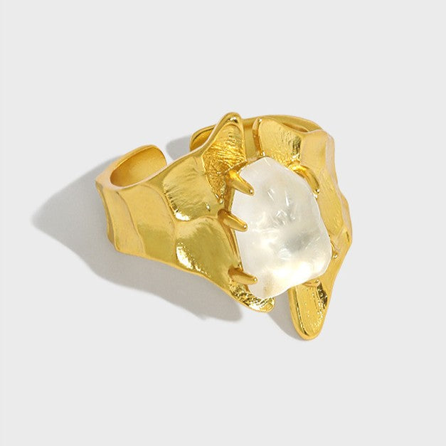 925 Silver Inlaid Crystal Adjustable Ring