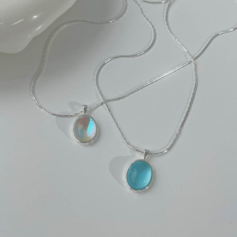 925 Silver Moonstone Aquamarine Necklace