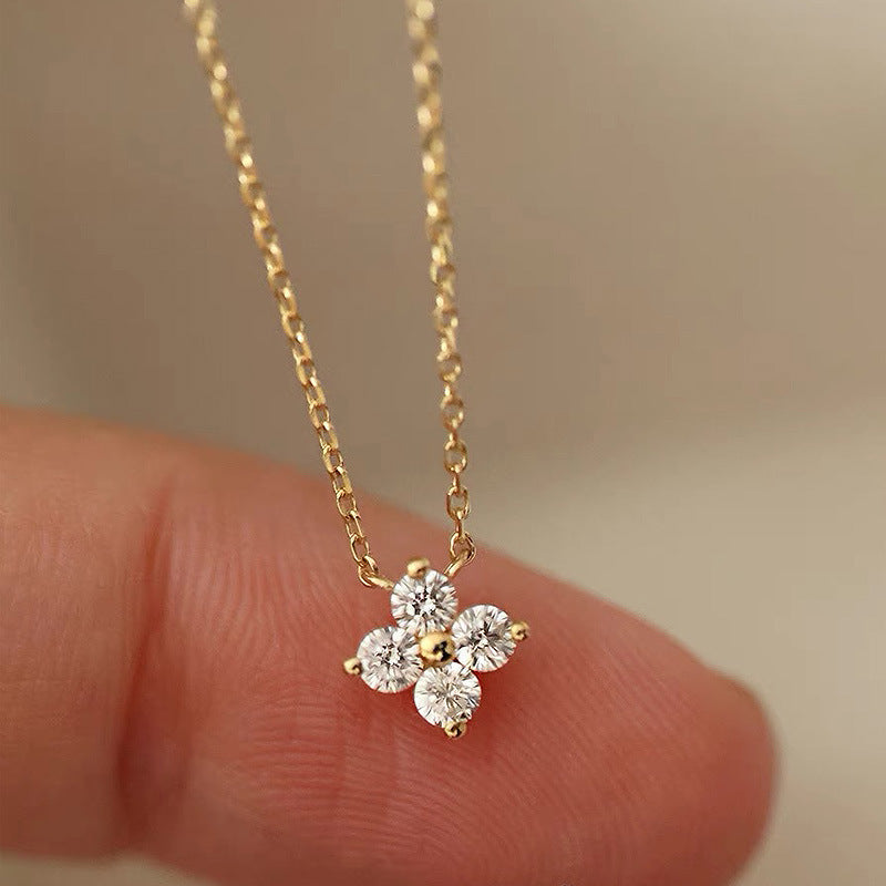 925 Silver Four-Leaf Clover 18K Gold Necklace