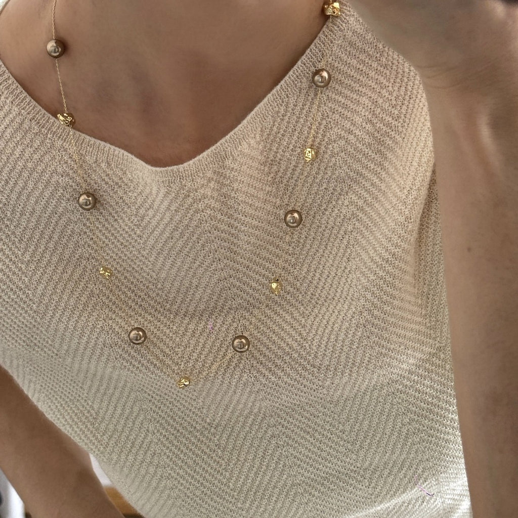 Mocha Pearl Necklace, Long Sweater Chain