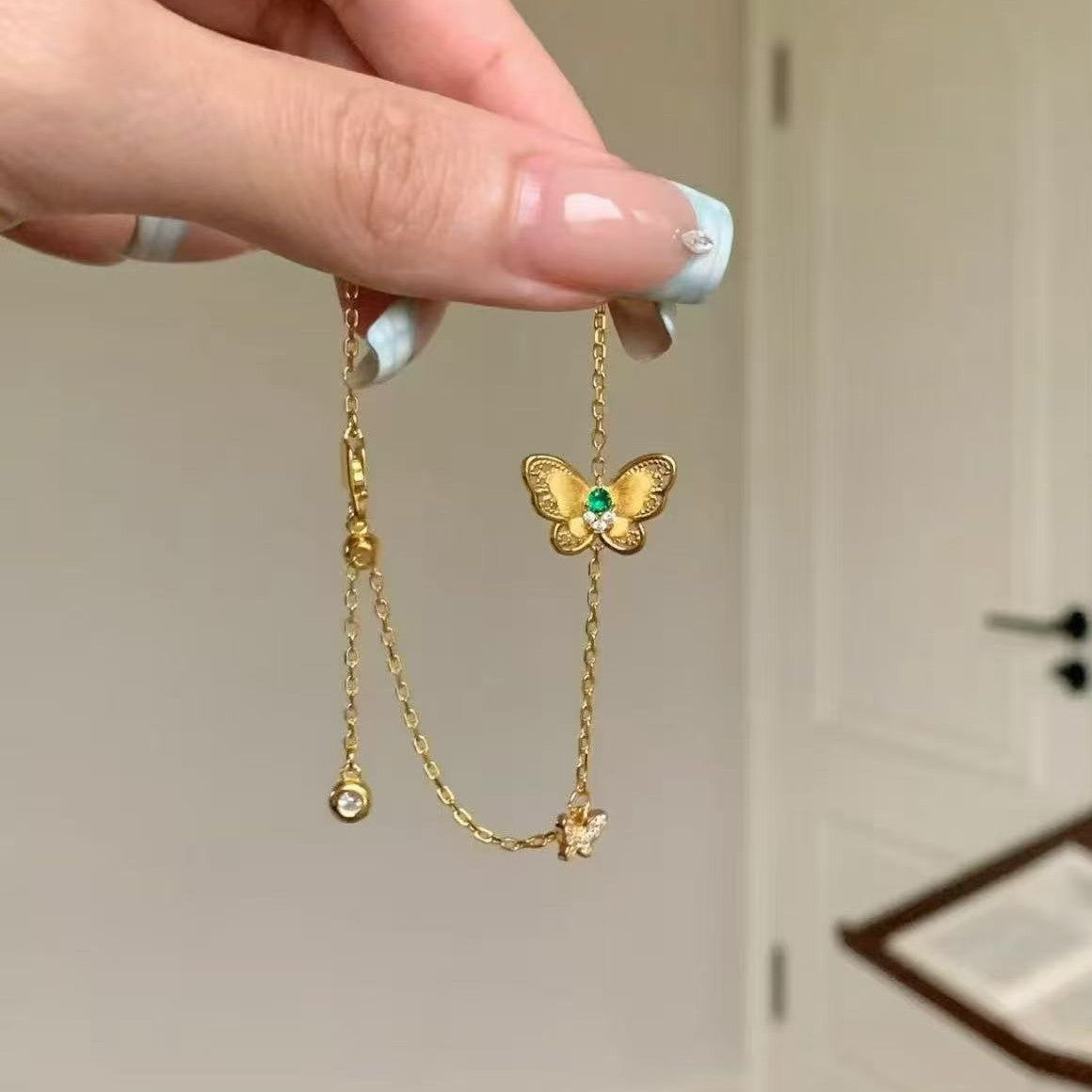 925 Silver Brushed Butterfly Bracelet and Necklace Set